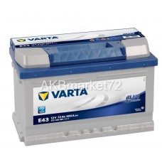 Аккумулятор автомобильный Varta Blue Dynamic E43 72 А/ч 680 A обр. пол. низкий Евро авто (278x175x175) 572409